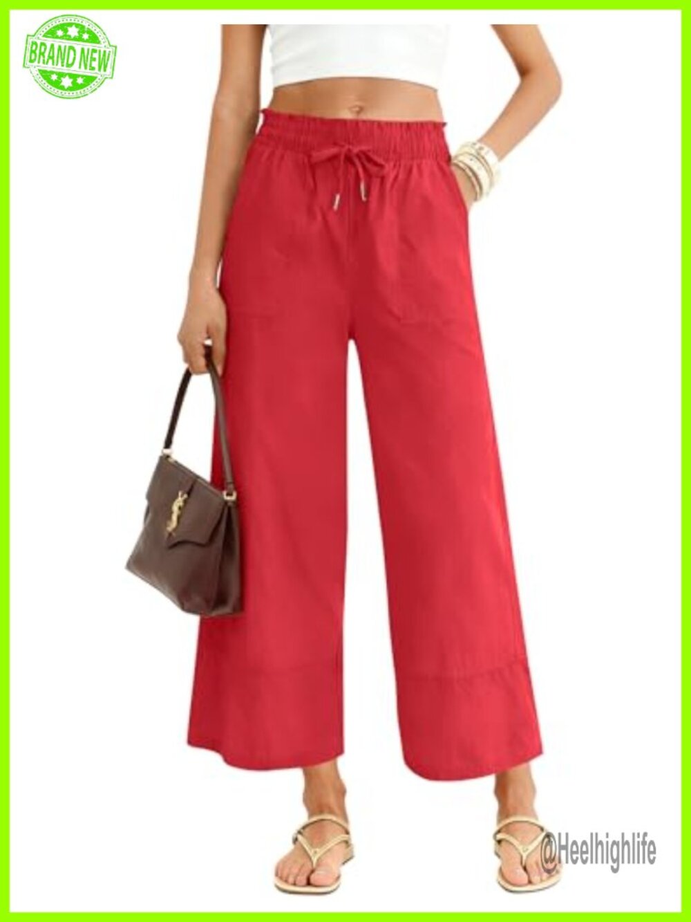 Women's Wide Leg Palazzo Pants High Waist Drawstring Pockets Casual